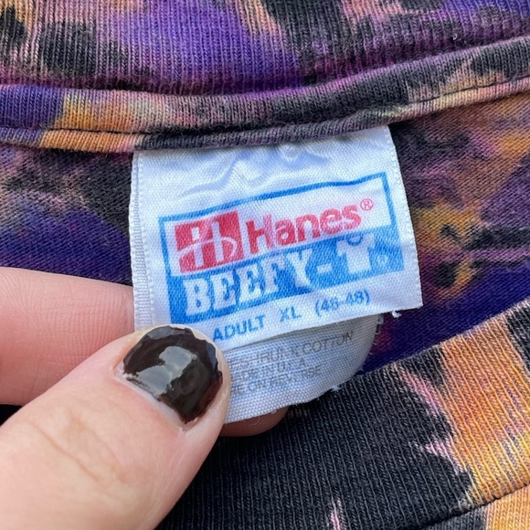 Tie-Dye Spiky Sugilite Patterned Purple and Orange Men’s Cotton T-shirt XL - Picture 2 of 3